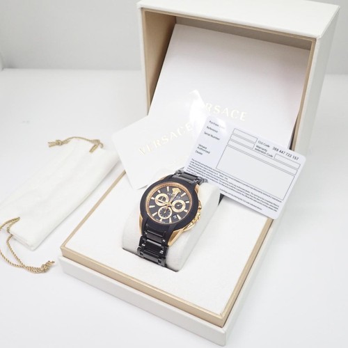 Cronografo Versace VEM800418 Quarzo 42 mm SS Gomma Oro Nero con Accessori