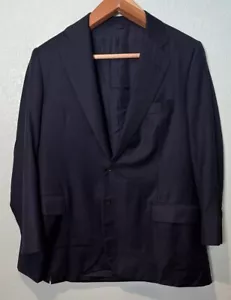 LORO PIANA Mainline S130s Wool Solid Navy Blue Suit Jacket Blazer Bespoke 42 S - Picture 1 of 12