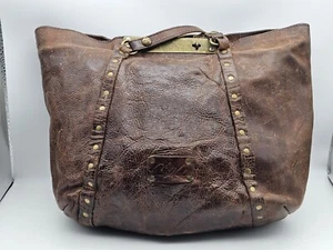 Patricia Nash Benvenuto Tote Distressed Leder groß Schultertasche Nieten braun - Bild 1 von 14