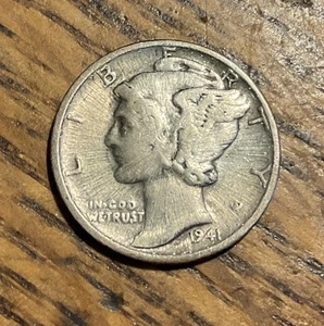 1941 d Mercury Silver Dime Error Sun Burst - Picture 1 of 2