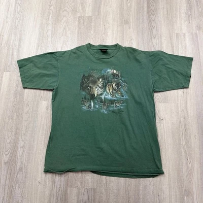 Camisa De Colección Hannibal Missouri Lobo Para Hombre 2XL XXL Verde Animales Naturaleza Años 90 Foto 1 de 4