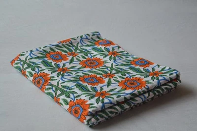 Floral Hand Printed 100%Cotton 3 Yard Fabric NO TARRIF CHARGES 100% ✅  ZK-10 - Image 1 of 4