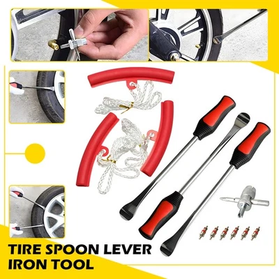 摩托车勺子轮胎熨斗套件更换杠杆维修工具轮辋保护污垢自行车 — 第 1/4 张图片