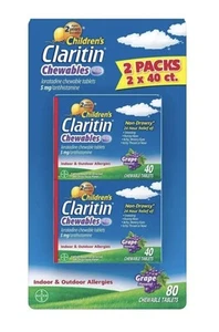 Children's Claritin Chewable 5mg 24 Hour Non-Drowsy 80 Grape Tablets 01/2026 - Picture 1 of 1