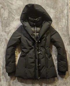 Soia & Kyo Black Women's Down Filled Hooded Coat/Jacket XXS Zipper/snap Closure - Picture 1 of 18