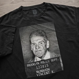 Vince McMahon Police Mugshot T Shirt Men's 2XL XXL Wrestling WWE WWF ECW Y2K - Picture 1 of 6