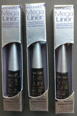 3 Wet N Wild Mega Liner 860 black sparkle Liquid Eyeliner Sealed - image 1 of 2