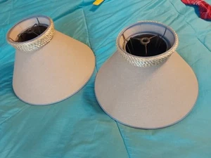 Par de pantallas de lámpara de cuerda de lona bronceada náutica MCM de colección 12" GC - Imagen 1 de 9