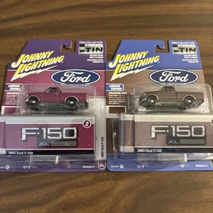 JOHNNY LIGHTNING  MOCHA & Iris  1993 FORD F-150 - TIN VERSION A & B Lot of 2 Set - Picture 1 of 4