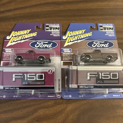JOHNNY LIGHTNING  MOCHA & Iris  1993 FORD F-150 - TIN VERSION A & B Lot of 2 Set - Image 1 of 4