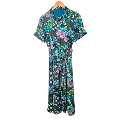 Camisa-Vestido J.Crew + Abigail Borg Tamanho 10 Prairie Moonlight Floral Manga Curta - Imagem 1 de 4