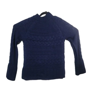 Saint Johns Bay Small Navy Blue Mock Neck Sweater Raglan Sleeves Split Hem - Picture 1 of 5