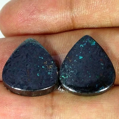 Par de piedras preciosas cabujón pera azurita azul 100 % natural 46,50 quilates 17X18X4 mm Foto 1 de 4