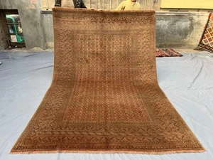 7x10 Antique Turkmen Ersari Hand-Knotted Wool Rug – Faded Rare Living Room Rug - Picture 1 of 13