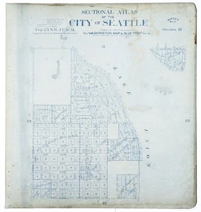 1900 SEATTLE Map WESTLAKE - EAST QUEEN ANNE - LAKE WASHINGTON (24x22) ORIGINAL - Picture 1 of 7