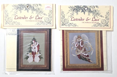 2 Lavender & Lace Cross Stitch Patterns by Marilyn Leavitt Imblum Angels & Santa - Image 1 of 4