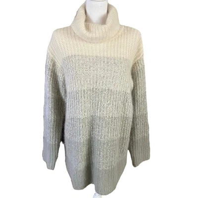 Jones New York Sport Size L Angora Lambs Wool Striped Neutral Sweater - Image 1 of 4