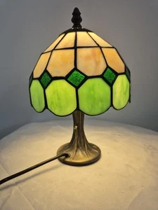 Tiffany Tischlampe grün Buntglas 30 cm, - Bild 1 von 11