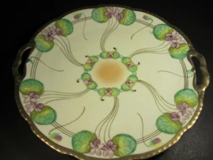 Lovely Antique PRUSSIA Marked Porcelain Violet Flowers Artist Signed KOHLS Plate - Picture 1 of 6