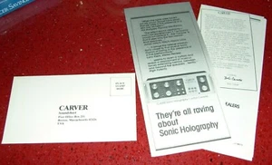 CARVER SONIC HOLOGRAPHY KATALOG BOOKLET (12 SEITEN) - Bild 1 von 1