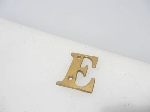 Vintage Brass Shop Letter "E" Sign Old Plaque Name Initial 2"H Cover