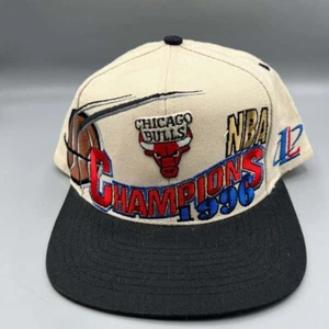 Vintage Chicago Bulls Hat Men 1996 NBA Champions Logo Athletic Snap Back Cap - Picture 1 of 9