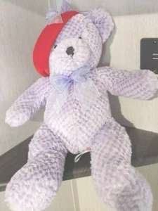 RED HAT SOCIETY  Lavender colored Teddy Bear wearing a Red Hat 15" By Sugar Loaf - Picture 1 of 6