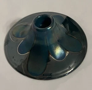 Vintage Art Pottery Candle Stick Holder Blue Green - Picture 1 of 7