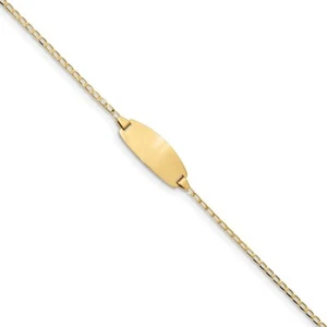 Real 14kt Yellow Gold Oval Curb ID Chain Bracelet; 6 inch; Lobster Clasp - Picture 1 of 5