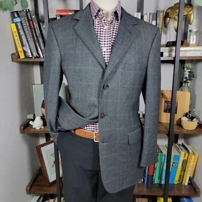 Jos A Bank MITCHELL Men's Sport Coat Blazer Three Button Herringbone Plaid 40R - Image 1 of 4