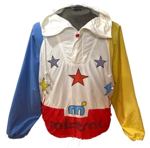 Vintage Mistral Unisex Size Medium Hooded Nylon Ski Jacket Multicolor Stars - Picture 1 of 14