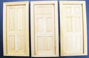 Dolls House Wooden Door 4, 5 & 6 Panel Natural Finish Internal 1:12 Scale Tumdee - Picture 1 of 4