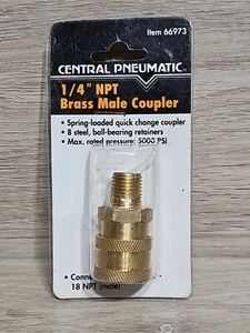 1/4" NPT Messing Außenkupplung zentral pneumatisch 66973 - Bild 1 von 3