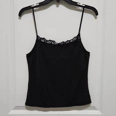 Liz Claiborne Women's L Lace Neck Silky Soft Stretch Microfiber Cami Whimsigoth - Image 1 of 4