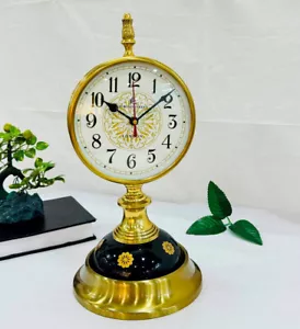 Brass Gold Finish Table Clock for Home Decor Gifting Showpiece Decorative - Picture 1 of 10