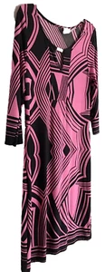 Purple Rain Pink and Black 3/4 Sleeve Women Dress Size Medium - Picture 1 of 5