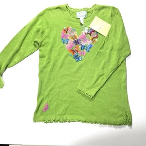 NWT Quacker Factory Women’s L Pullover Sweater Sequin Butterfly Heart QVC - Picture 1 of 8