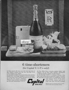 CAPITAL AIRLINES 1959 VISCOUNT VIP SERVICE 6 TIME SHORTENERS FILET MINON AD - Picture 1 of 1