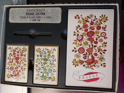Vintage Stancraft Hostess Giftpak Bridge Playing Card Set no Pencil partridge - Image 1 of 4