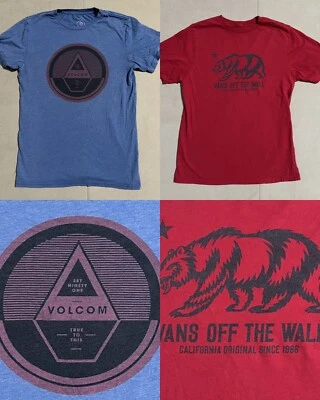 Camisetas masculinas gráficas de manga curta azul e Vans Volcom - Pacote com 2, grande - Imagem 1 de 4