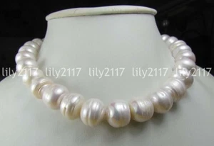 Natural 11-12mm Huge South Sea Freshwater Baroque White Pearl Beads Necklace 18" - Picture 1 of 6