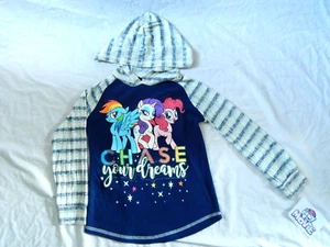 Girls My Little Pony Hoodie Kids Size 6/6x Rainbow Dash NEW Blue Sweatshirt - Picture 1 of 12