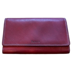 Cartera a presión Rolfs triple ladrillo de cuero rojo para mujer - Imagen 1 de 4