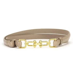 Womens Leather Belt Skinny Thin Belts for Women Dresses Pants Khaki 100 - Picture 1 of 6