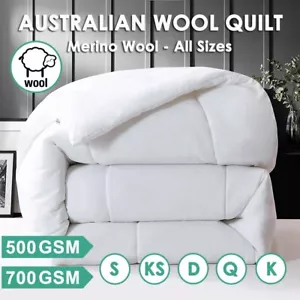 Aus Stock Merino Wool Quilt Duvet Doona Summer Queen King Double All Size 700GSM - Picture 1 of 13