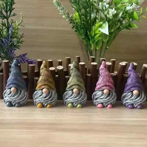 CUTE AND FUN STONE GARDEN GONK GNOME STATUES FOR PLANT POTS AND OR FAIRY GARDENS - Picture 1 of 24
