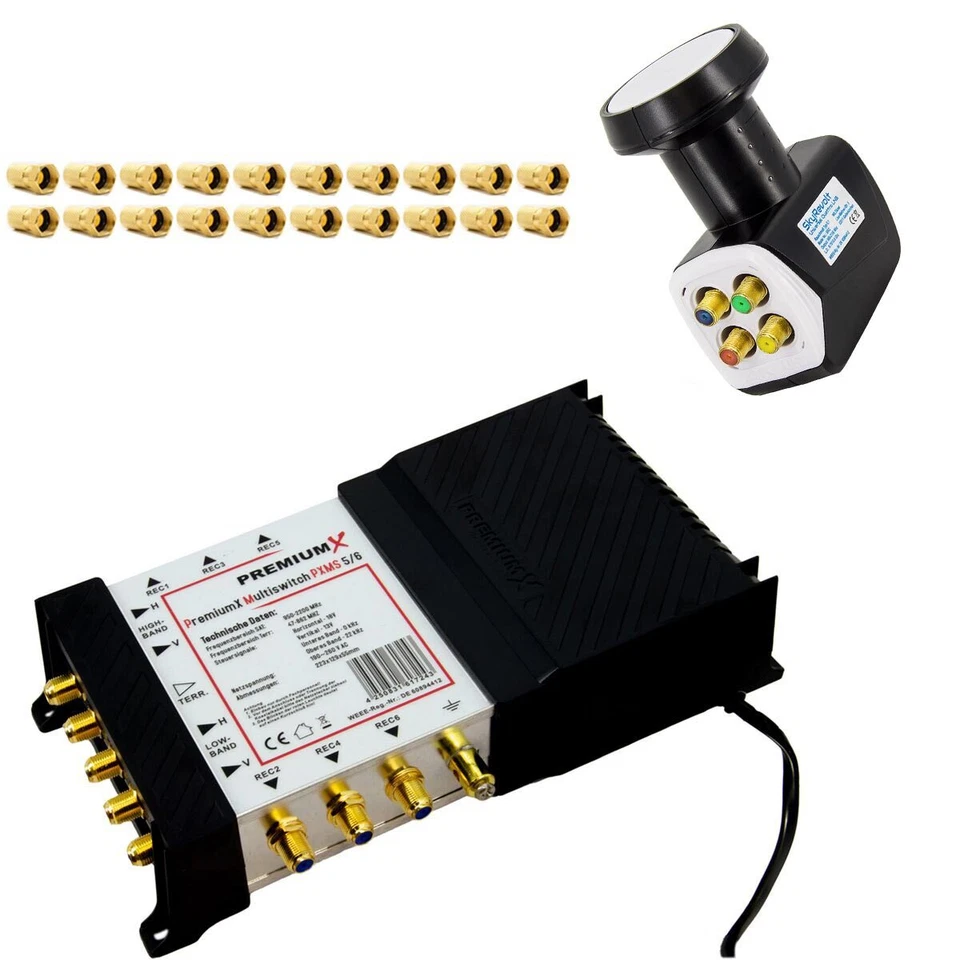 HD TV Multischalter Set PMSE Verteiler 5/6 Sat Anlage 6 Teilnehmer Quattro LNB - Bild 1 von 4