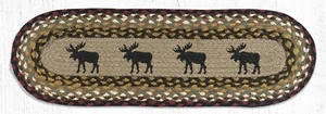 Braided Jute Stenciled Stair Tread Rug. BLACK MOOSE. Earth Rugs. 27" x 8.25" - Picture 1 of 1