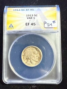 1913 BUFFALO NICKEL VARIETY I  ANACS EF 45 - Picture 1 of 4