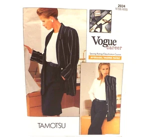 Vogue 2034 Sewing Pattern Size 8 10 12 Suit Jacket Pants Skirt Tamotsu Career - Picture 1 of 4